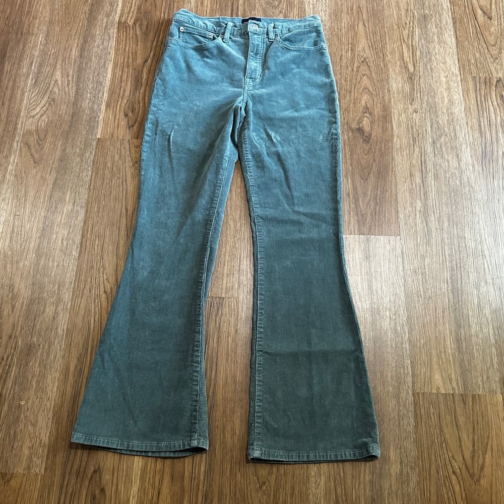 Lucky Brand Stevie High Rise Flare Pants Women 10/30R Teal Corduroy Good Boho